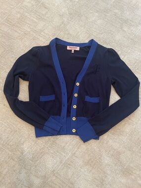 Juicy Couture Navy Cardigan with Cobalt Trim